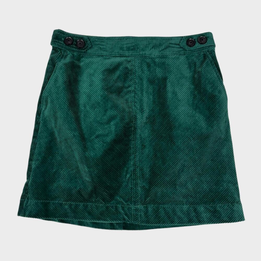 LOFT Womens Size 2 Green Corduroy Pencil Skirt Cotton Spandex